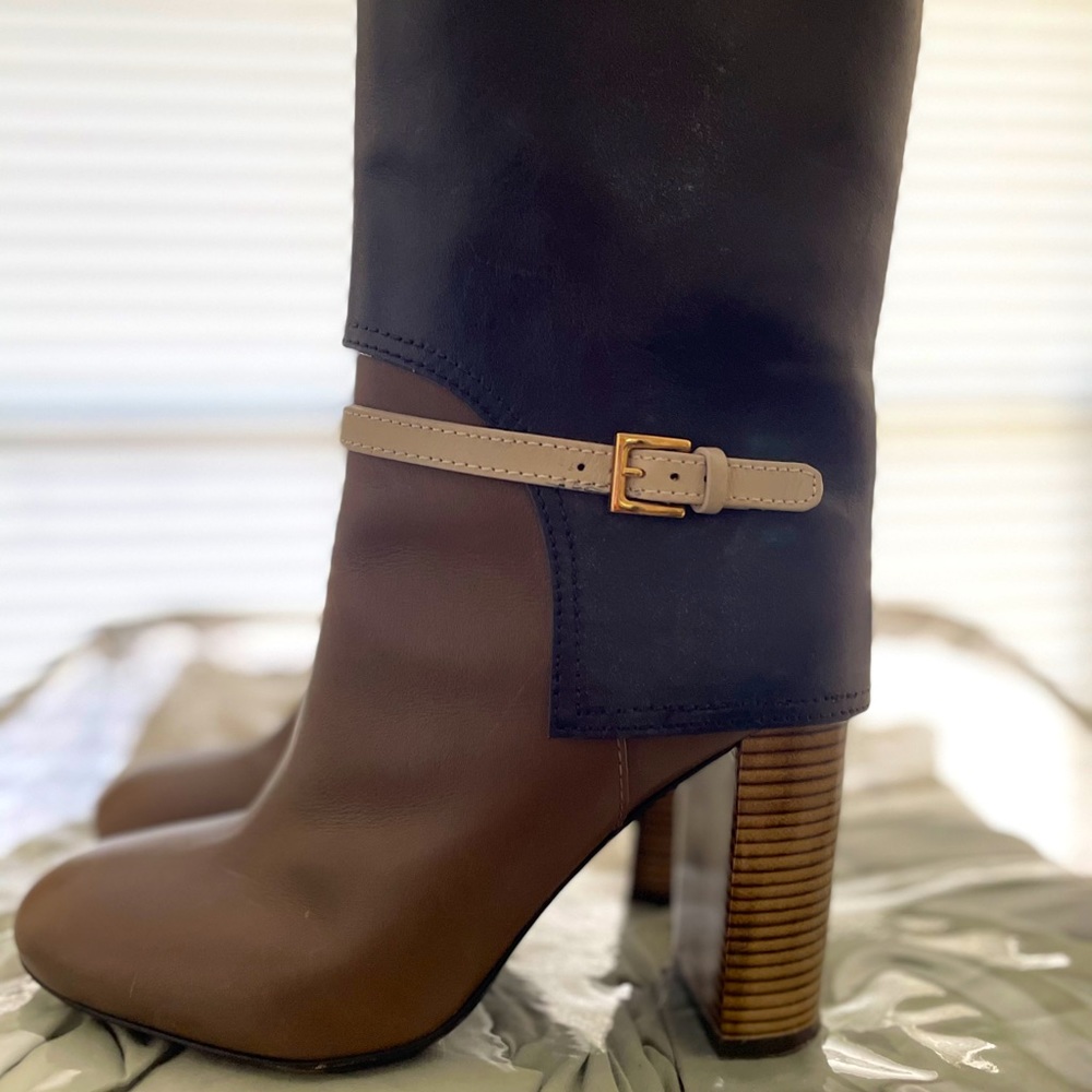 Tory Burch Brown Leather High Heel Booties Size 7